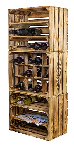 Kistenkolli Altes Land Weinregal Mix Regalkiste Flaschenablage Weinregal Apfelkiste/Weinkiste Weinschrank (Weinregal Kombo 3er)