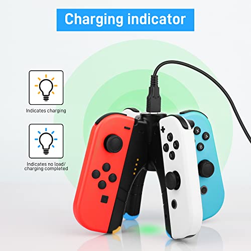 4 in 1 Controller Charger Grip for Nintendo Switch JoyCon & Switch OLED Joy Con Holder, FANPL JoyCon charging dock with LED Indicator Light and Charging Cable - Converts to Grip or Charging Stand