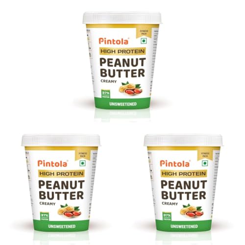 Image of High Protein All Natural Peanut Butter | Unsweetened | 37g Protein | Imported Whey Protein and Roasted Peanuts (Creamy, 510g) (Pack of 3)