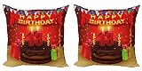 ABAKUHAUS 13ème Anniversaire Lot de Housses de Coussin en 2 pièces, Gâteau de fête d'anniversaire, Impression Numérique Recto-Verso Zippée, 45 cm x 45 cm, Multicolore