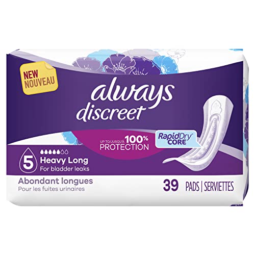 Always Discreet Incontinence Pads For Women, Heavy Absorbency, Long Length, 39 Count #TOP2