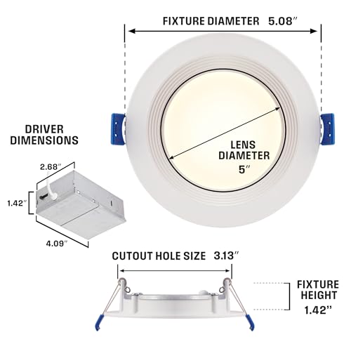 Westinghouse Lighting 5226100 10 Watt (65 Watt Equivalent) 4-Inch Slim Recessed LED Downlight Color Temperature Selection, Dimmable, Stepped Baffle, White Trim by Westinghouse - Used condition - Image 3