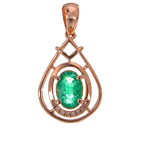 Womens Rings Emerald, Womens Pendant Necklace Rose Gold Diamond Teardrop with Pear Emerald Engagement Gifts for Women