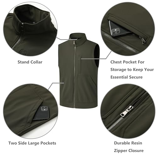 Image of VtuAOL Men's Lightweight Softshell Vest Outdoor Quilted Vest Sleeveless Jacket for Travel Hiking Golf