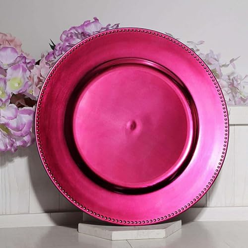 Efavormart 12 pcs 13" Hot Pink Beaded Rim Chargers
