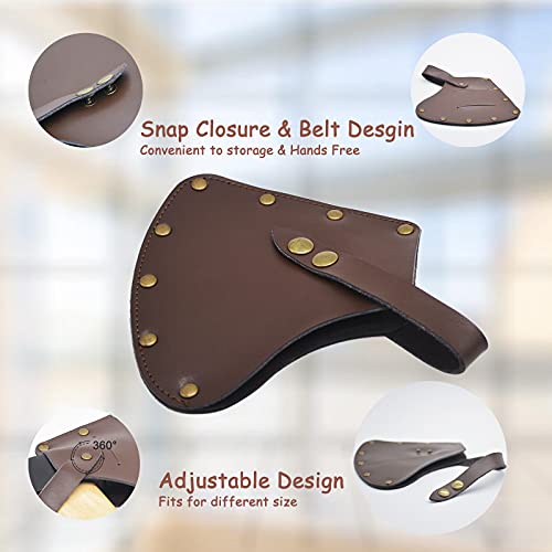 MOCOST Leather Axe Sheath Adjustable Hatchet Cover Protector Case Cover Camping Accessories Lumberjack Outdoors Work Essentials Rustic Leather Axe Hatchet Brown
