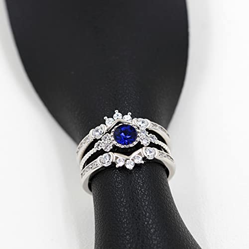 Uloveido 925 Sterling Silver Solitaire Ring Guard Enhancer For Wedding Engagement Promise Band 2Pcs V Stackable Rings Set Y1519 (Size 7) #TOP4
