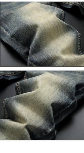 Vintage Mens Jeans Retro Washed Elastic Slim Fit Ripped Men Casual Denim Pants Trousers4
