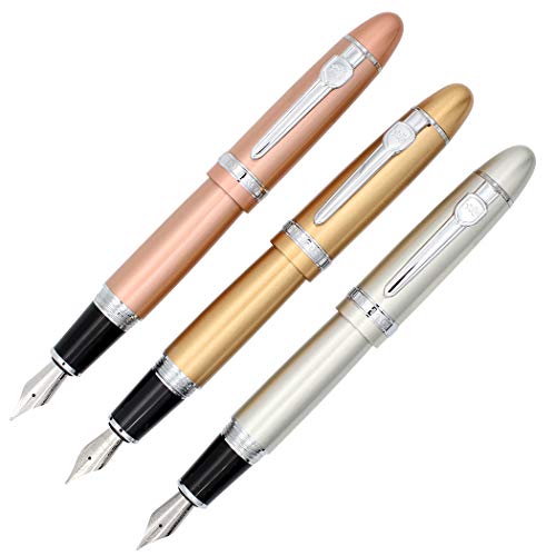 Zoohot Jinhao 159 Fountain Pens Medium Nib Silver Trim Big Heavy Pen Business Signature Gift Collection Pen 3 Pack #TOP11