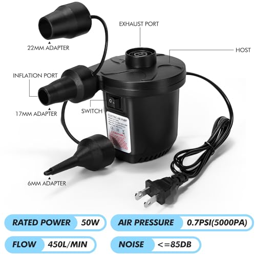 image for Gisafai 3 Pieces Electric Air Pump with 3 Nozzles Electric Pump Air Ma