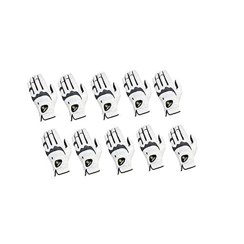 Hirzl Trust Hybrid – Women’s All-Weather Golf Glove | Kangaroo Leather | Ultimate Grip & Ergonomic Fit, Black/White, Large, Worn On Left Hand (Pack Of 10) #TOP23