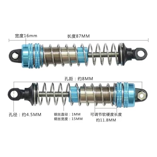 RC Car Upgrade Parts Compatible with GPTOYS S911 S912 9115 9116 9120 9125 1/10 RC Car Parts Truck Crawler Parts Adjustable Metal Shock Absorber Damper(Blue)
