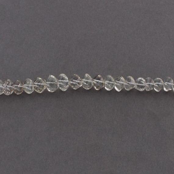 Perles crystal quartz briolettes facettées torsadées 9mm-11mm pour fil bijoux fait main SB4055