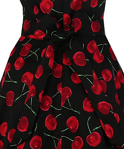 Girstunm Women's Classic Tea Dress Short Sleeve Swing Cocktail Party Dresses With Pockets Black-Cherry Xl #TOP2