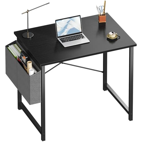 OLIXIS Computer Desk 31 Inch Home Office Desks for Small Spaces, Gaming Writing Study Work Table with Storage Bag for Bedroom, Black