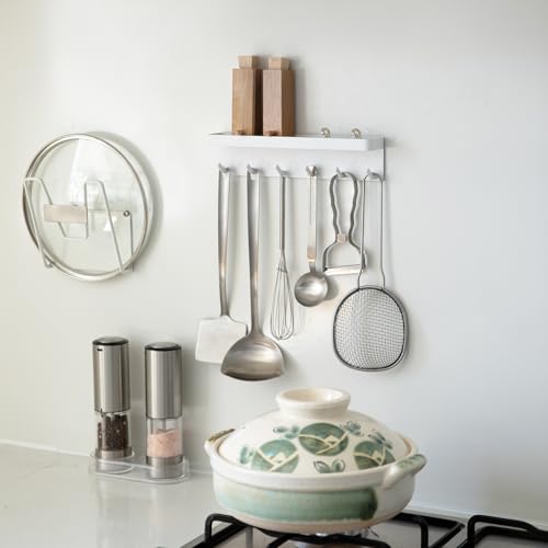 Soporte magnético para llaves de pared con estante organizador metálico blanco 8
