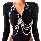REETAN Chest Chain Belt Rave Fashion Goth Leather Body Harness for Women