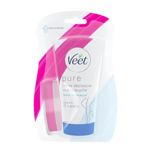 Veet - Veet Pure - Crème Dépilatoire Sous la Douche Corps et Jambes - Peaux Sensibles - Sans Odeur d'Amoniaque - 150 ml - -15%