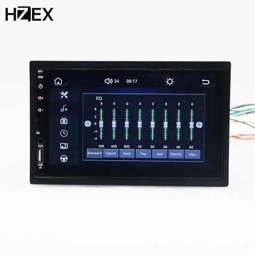 HZEX 7 Inch Double Din Car Stereo Touchscreen – Wireless Apple CarPlay & Android Auto, Bluetooth, Backup Camera Included, FM/AM Radio – Multimedia Car Audio Receiver with Steering Wheel Support
