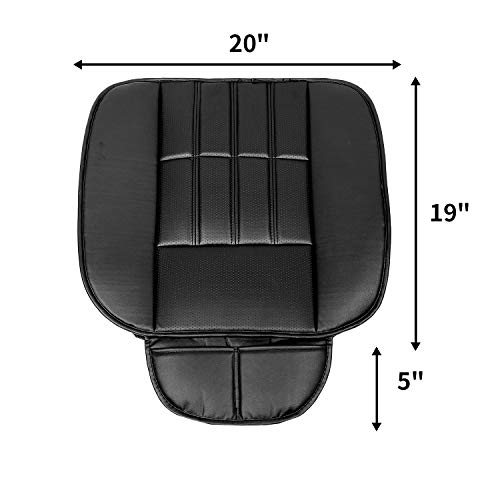 Leader Accessories 2Pcs Leather Car Seat Cushions Non-Slip Black Front Seat Covers Mat Pad For Cars #TOP4