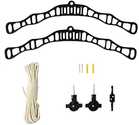 Clothes Airer Ceiling Pulley Maid Traditional Mounted Clothing Dryer 6 Lath Laundry Drying Rack Rail 1.2m Black