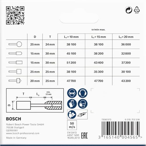 Bosch Meules sur tige set de 5 pièces Queue de 6 mm grain 60 25 15 15 25 20 x 24 30 30 25 25 mm - vue 4