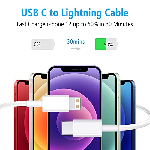 Image of RCTech USB C to Lightning Cable 3Pack 10FT [MFi Certified] Type C Power Delivery Fast Charging Cord for iPhone 14 /13 /12 /11 /XS /XR /X /8 /iPad