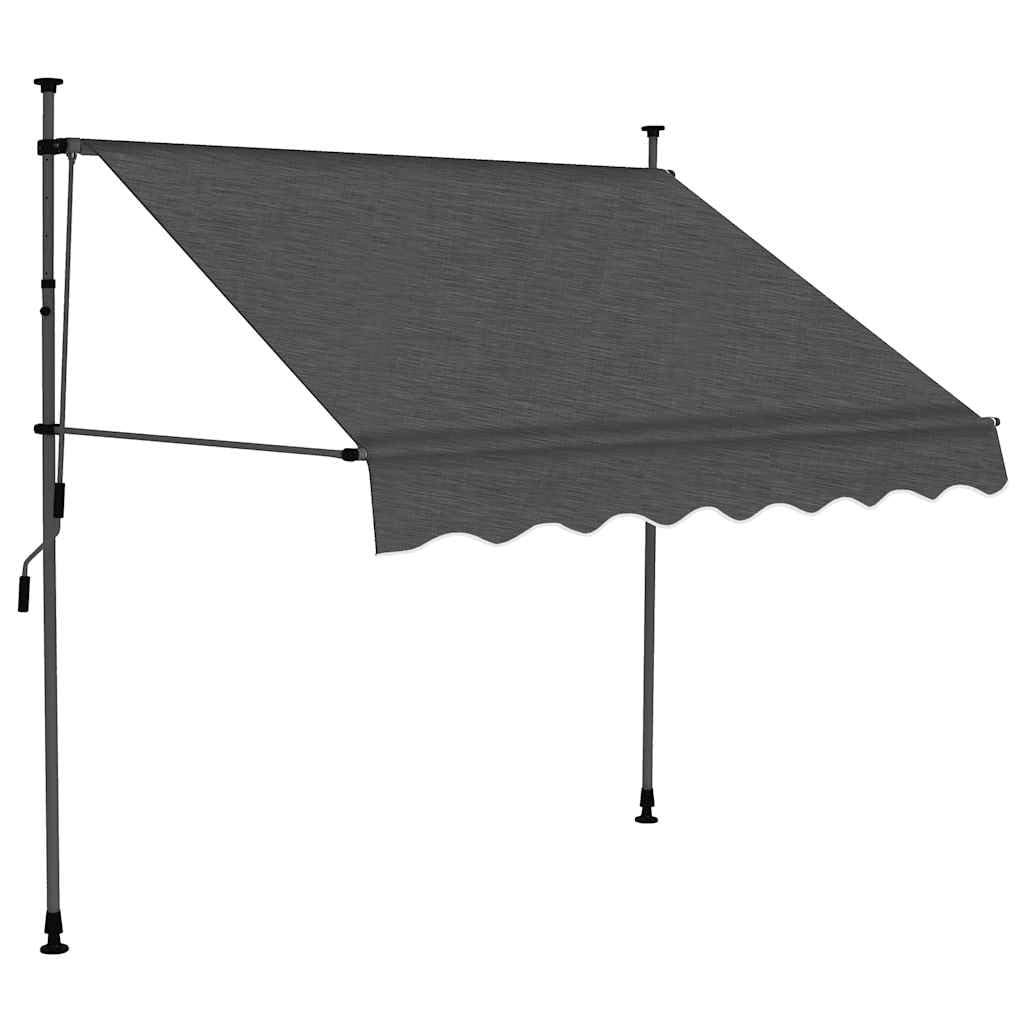 Tenda da Sole Retrattile Manuale 150 cm antracite con LED protezione UV resistente alle intemperie per balcone veranda patio e giardino