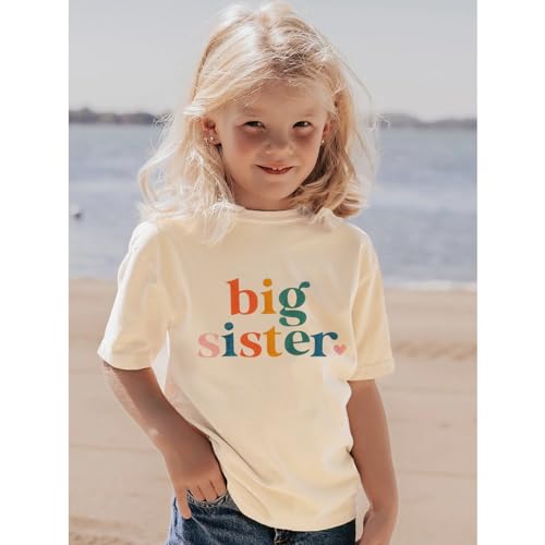 Toddler Big Sister T-Shirt Big Sis Sibling Reveal Crewneck Tee Baby Girls Short Sleeve Announcement Summer Cute Top2