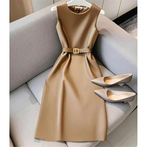 Women's Formal Slim Fit Dress Sleeveless High Waist Midi Party Ladies Collar Dress2