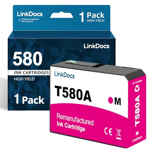 LinkDocs Remanufactured 580 T580A Vivid Magenta Ink Cartridge Replacement for Epson 580 T580A Vivid Magenta Work with Epson Stylus Pro 3880 Printer