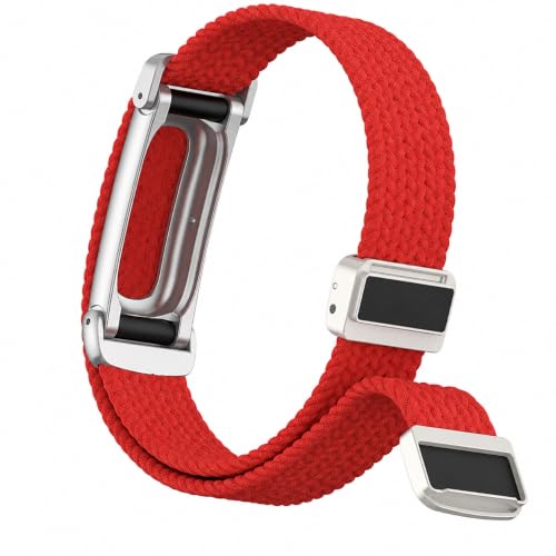 UGYMSIA Fitbit Air �Ή� �����o���h 18mm �X���� �҂ݍ��� �L�k �}�O�l�b�g�� ���i�K���� �r���v�x���g TPU�܂��̓��^���ی�P�[�X�t�� (���^���P�[�X,���b�h/���X�g�o���h) [���s�A���i]