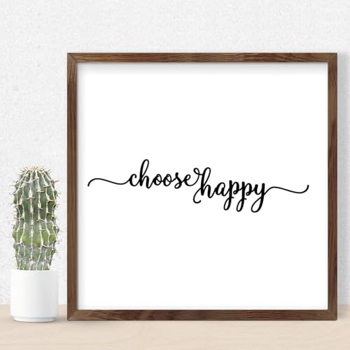 Décoration d'intérieur en bois de campagne Choose Happy 30 cm cadre suspendu