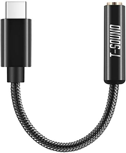 USB C Headphone Adapter,T-Sound USB C to 3.5mm Headphone Jack Cable Adapter USB C to Headphone Jack Adapter(Hi-Res DAC) for Google Pixel 2XL/3XL/4XL/iPad Pro/Mozo Z/HTC/Huawei/Samsung/Switch，Braided