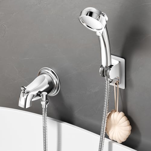 EAARSUO Bathtub Faucet with Handheld Sprayer, Shower Attachment for Tub Faucet, All Metal Bath Tub Spout with Shower Diverter, High Pressure 3+1 Settings Hand Held Showerhand (Chrome)