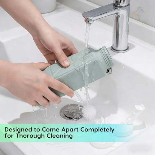 Collapsible Water Bottles 620ml, Reusable Silicone Foldable Travel Water Bottle, BPA-Free Portable Leak Proof for Cycling Gym Camping Hiking Sport, Travel Essentials Basics Accessories (Green) — view 8