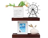 NIUBEST Floating Shelves, 16 Inch Natural Wood Wall Shelves, Dark Walnut Thick Wall Mounted Shelves