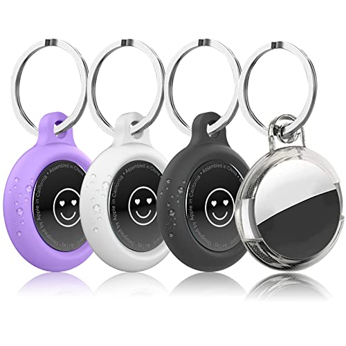 GENREEN 4 Pack AirTag Silicon Keychain,Waterproof Case for Apple AirTag 2021 Tracker,AirTag Holder Keyring,Protective Cover AirTag Anti Lost Dog Cat Collar Accessories