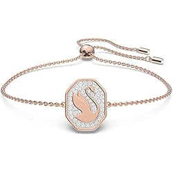 Swarovski Pulsera Signum para Mujer, en Baño Tono Oro Rosa, con el Simbólico Logo Cisne de Swarovski y la Emblemática Forma Octogonal, con CIerre Ajustable, Colección Swarovski Signum