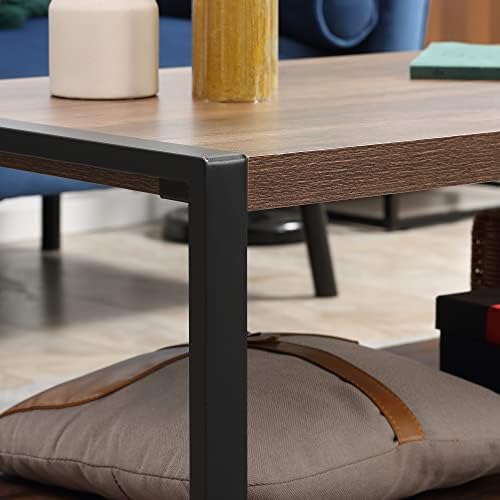 HOMCOM Coffee Table with Storage Shelf, Cocktail Table with Steel Frame for Living Room, Brown