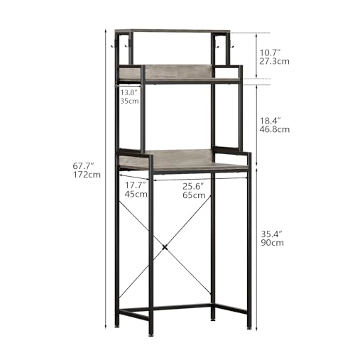 Espelism 3-Tier Kitchen Bakers Rack with Adjustable Shelves, Freestanding Kitchen Microwave Stand with Storage, Split Design Coffee Bar Shelf for Home Office (Black Oak, 25.6") by Espelism - Used condition - Image 2