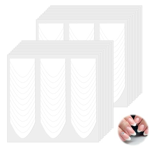 French Manicure Strips, 1440 Pcs 40 Sheets Self-Adhesive Nail Guide Tips French Tip Nail Stickers for Women Manicure, V-Shaped