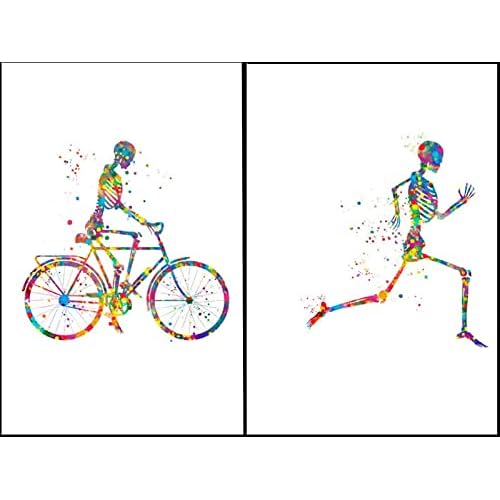HMXQLW Skelettknochen Medizinische Wand Bilder Menschliche Anatomie Bewegliches Skelett Fitness Bilder Deko, Leinwand Bilder und Drucke Wandkunst Malerei Schlafzimmer Rahmenlos (2X60X90CM)