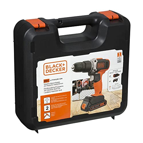 Parafusadeira Furadeira Black e Decker 20V com 80 Acessórios e Caixa Plástica Bivolt BCD704C1KA-BR