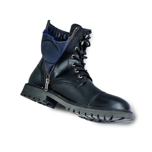 Image of Trip Machine Company Premium Leather Men's Motorcycle Riding Boots - Brute | 3 Point Protection | Ankle, Toe & Heal Protectors | Light Weight | Anti Slip Sole | With Side YKK Zipper | Lifestyle Boots