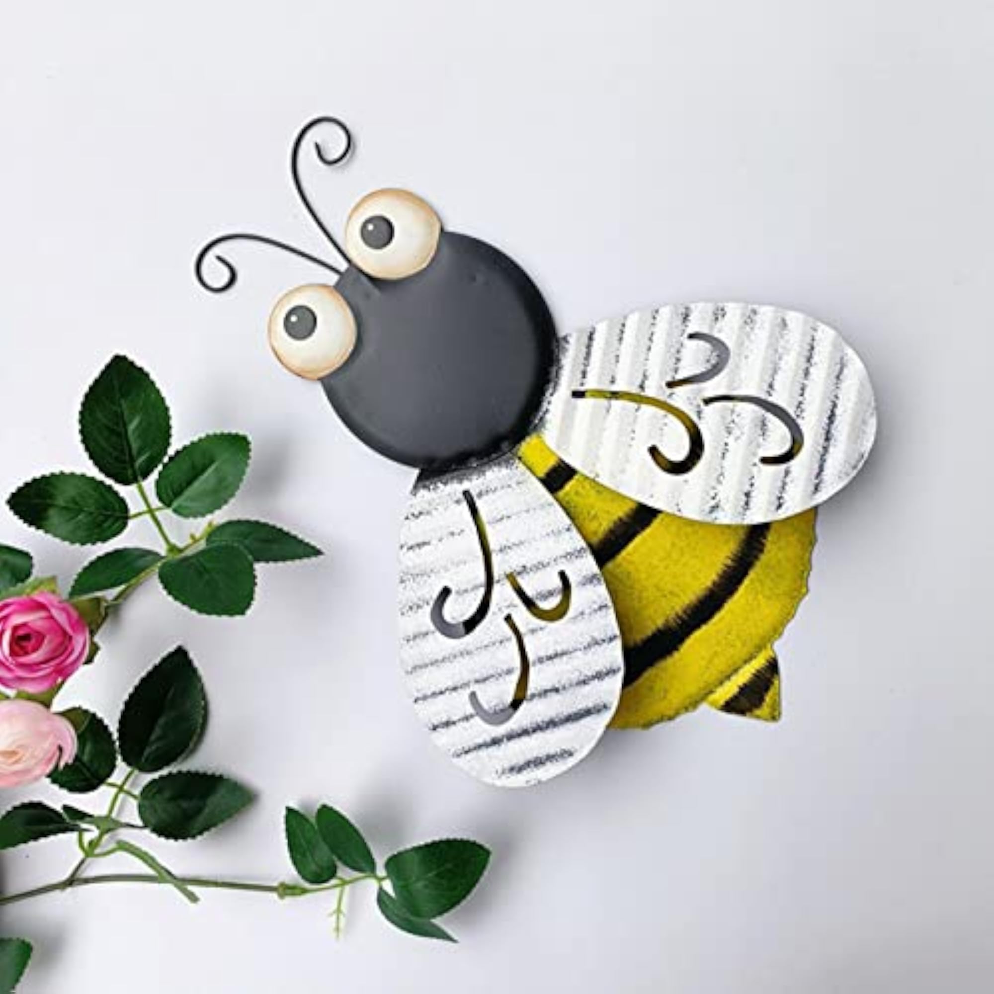 Wrought Iron Bee Wall Sculpture, Garden Artwork Decor