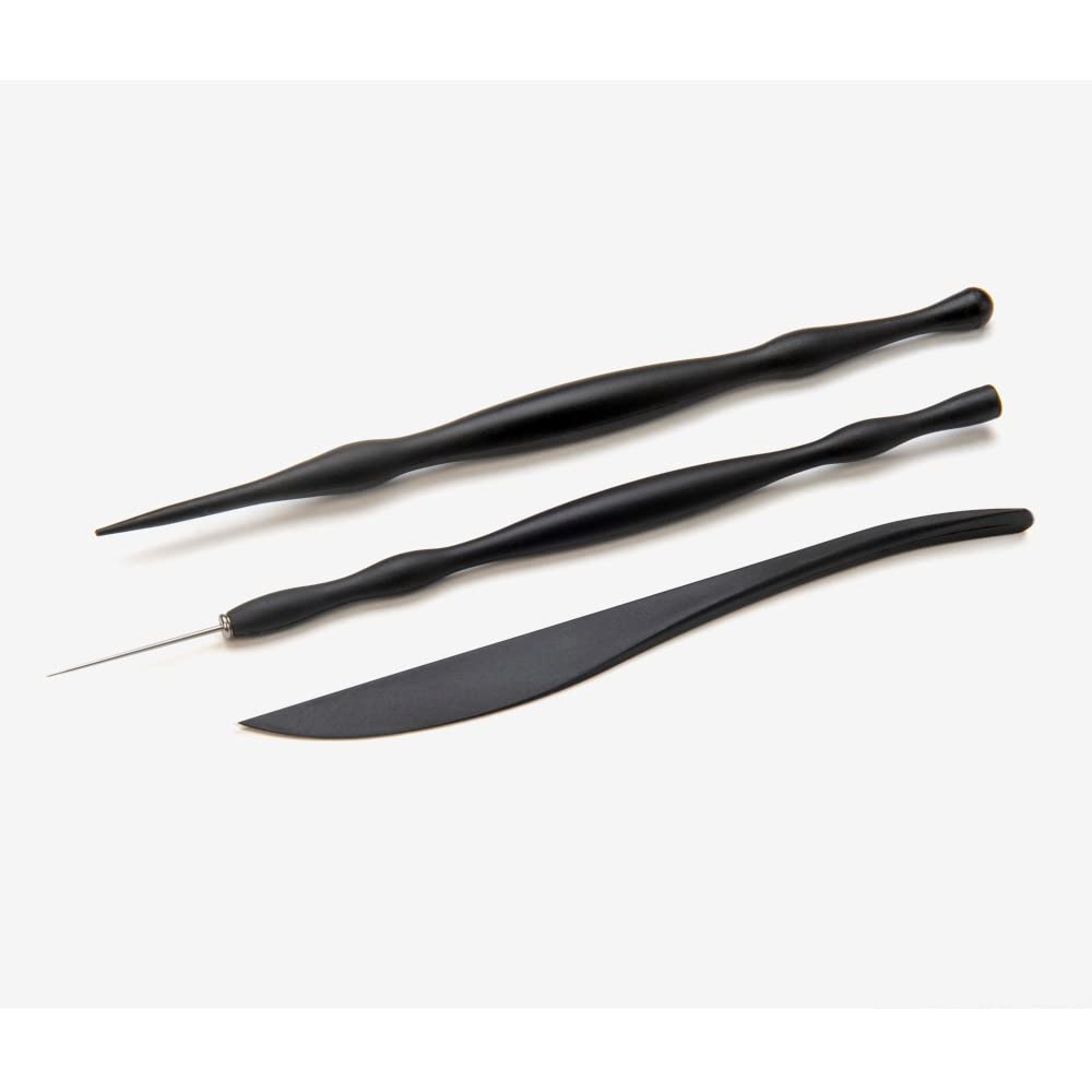 Artemio Polyform Set De 3 Outils De Modelage Pâte, Plastique, Noir