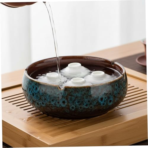 Fioriera Lotus Bowl in ceramica da 6 pollici, ciotola per fiori di loto per piante grasse e piccole piante, vasi decorativi con base antiscivolo per interni ed esterni, blu, decorazioni per la casa