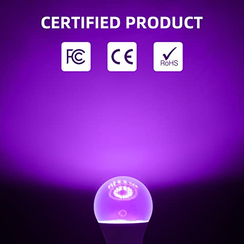 Litake Led Black Light Bulbs, A19 10W (100W Equivalent), E26 Base,Uv Blacklight Bulbs For Glow Party, Glow In The Dark For Halloween Decoration, Body Paint, Fluorescent Poster, Home Bedroom, 4 Pack #TOP7