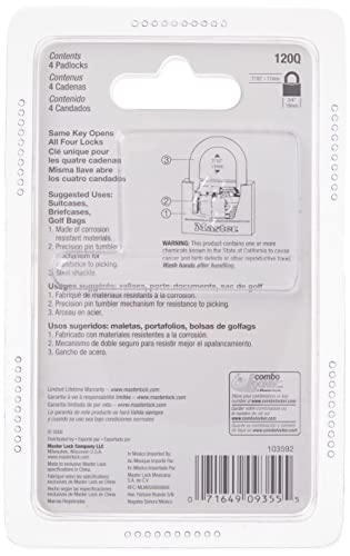 Master Lock 120Q Padlock, Solid Brass Lock, 3/4 Inch Wide, 120Q thumb #5